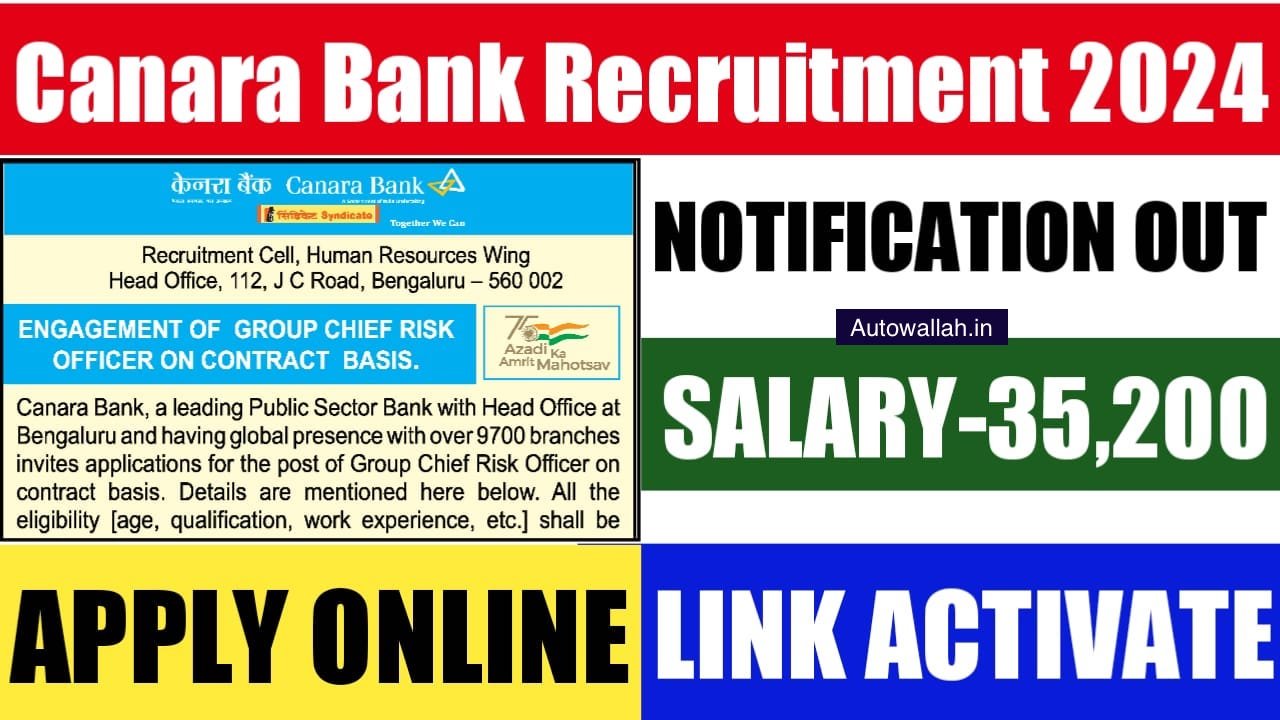 Canara Bank Recruitment 2024 : Graduate Apprentice Recruitment 2024 Apply Online for 3000 Posts